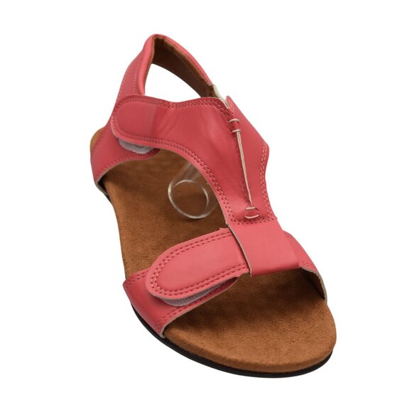Womens Pink Open Toe Sandals With Velcro Strap Closure Size 10 - Picture 1 of 5